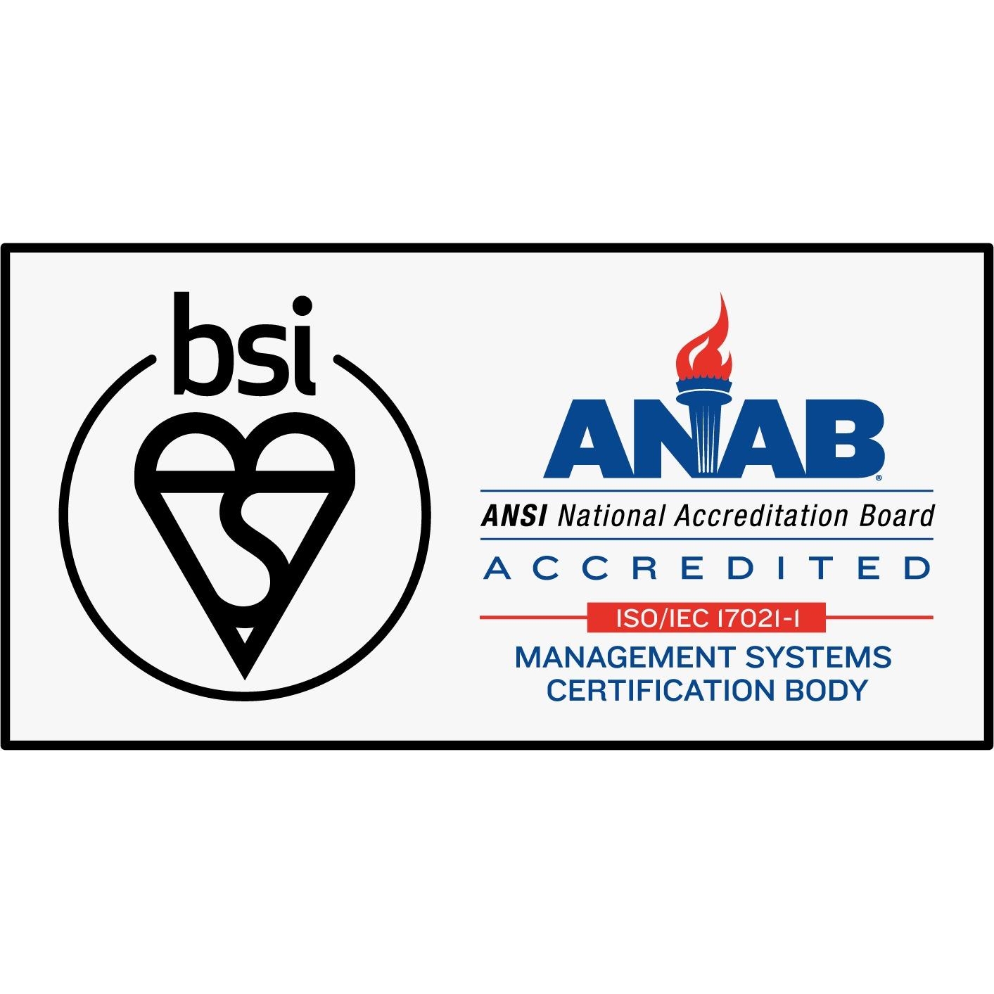 American National Standards Institute (ANSI) National Accreditation Board (ANAB) Certification for Full Quality Assurance System